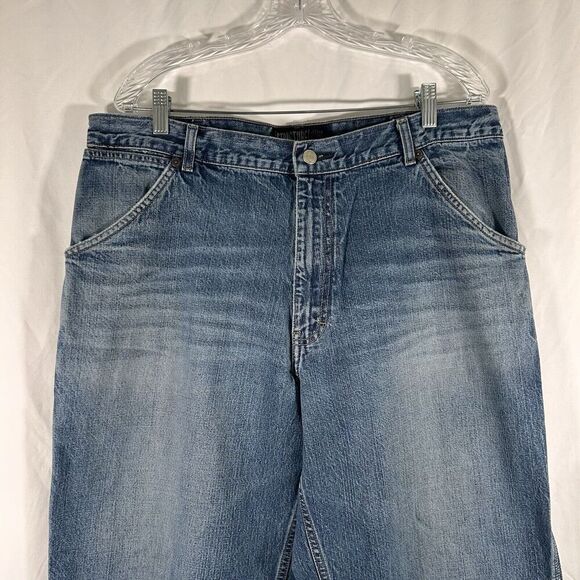 Vintage Structure Carpenter Jeans Men's 38X29 Medium Wash Distressed 100% Cotton - Picture 2 of 14